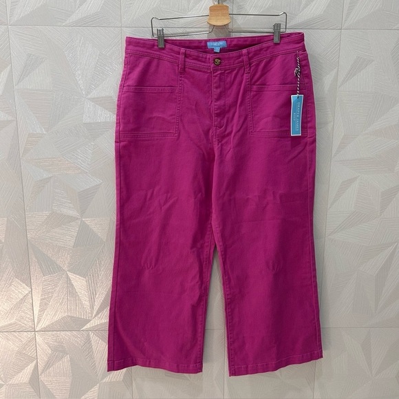 Draper James Denim - NWT Draper James RSVP Slash Pocket Wide Leg Jeans Size 18 Pink Orchid Brand New